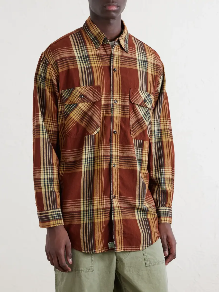 OrSlow Checked Cotton and Linen-Blend Shirt - Men | Thumbnail 3 OrSlow Checked Cotton and Linen-Blend Shirt - Men | Thumbnail 3