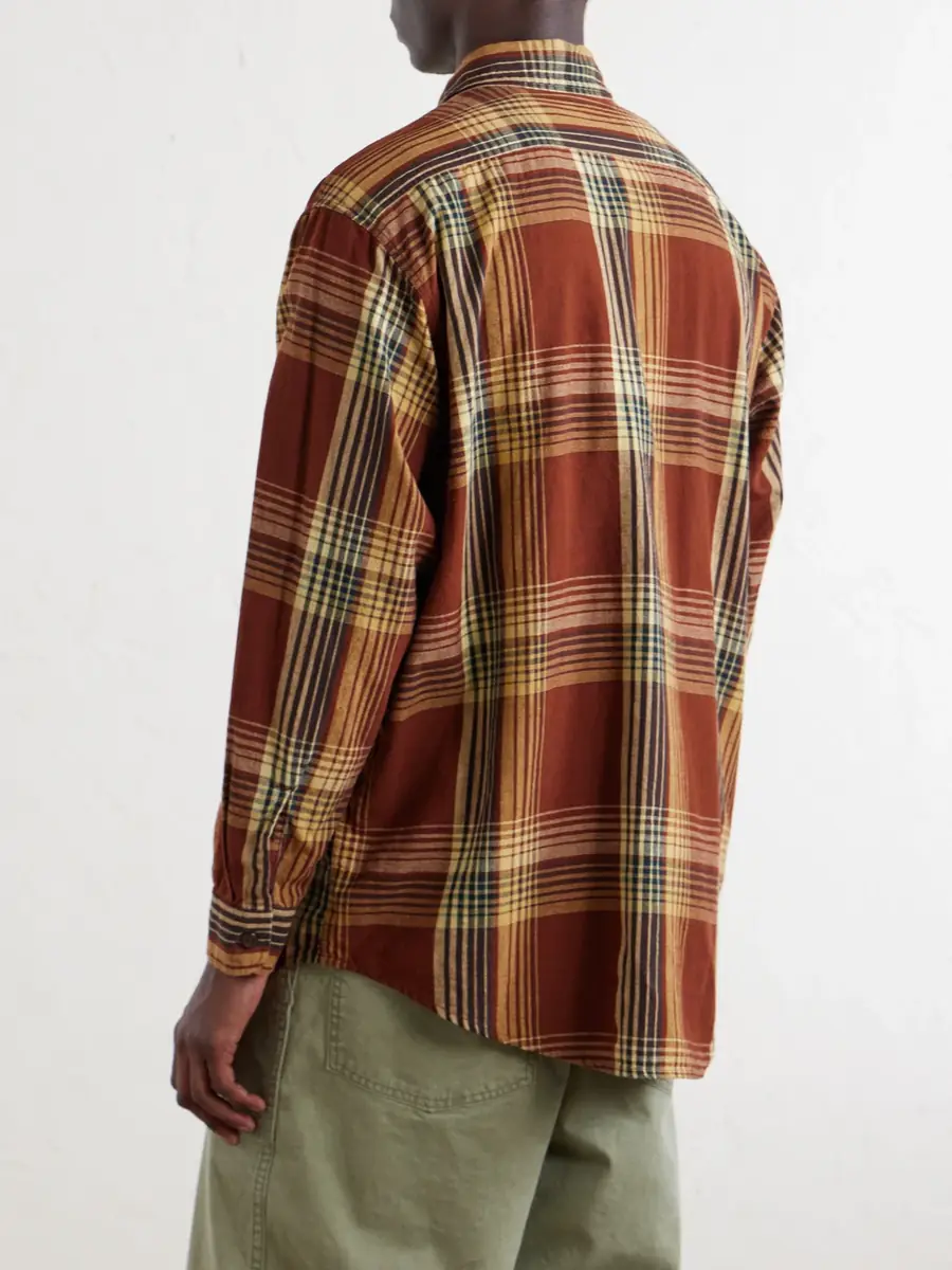 OrSlow Checked Cotton and Linen-Blend Shirt - Men | Thumbnail 4 OrSlow Checked Cotton and Linen-Blend Shirt - Men | Thumbnail 4