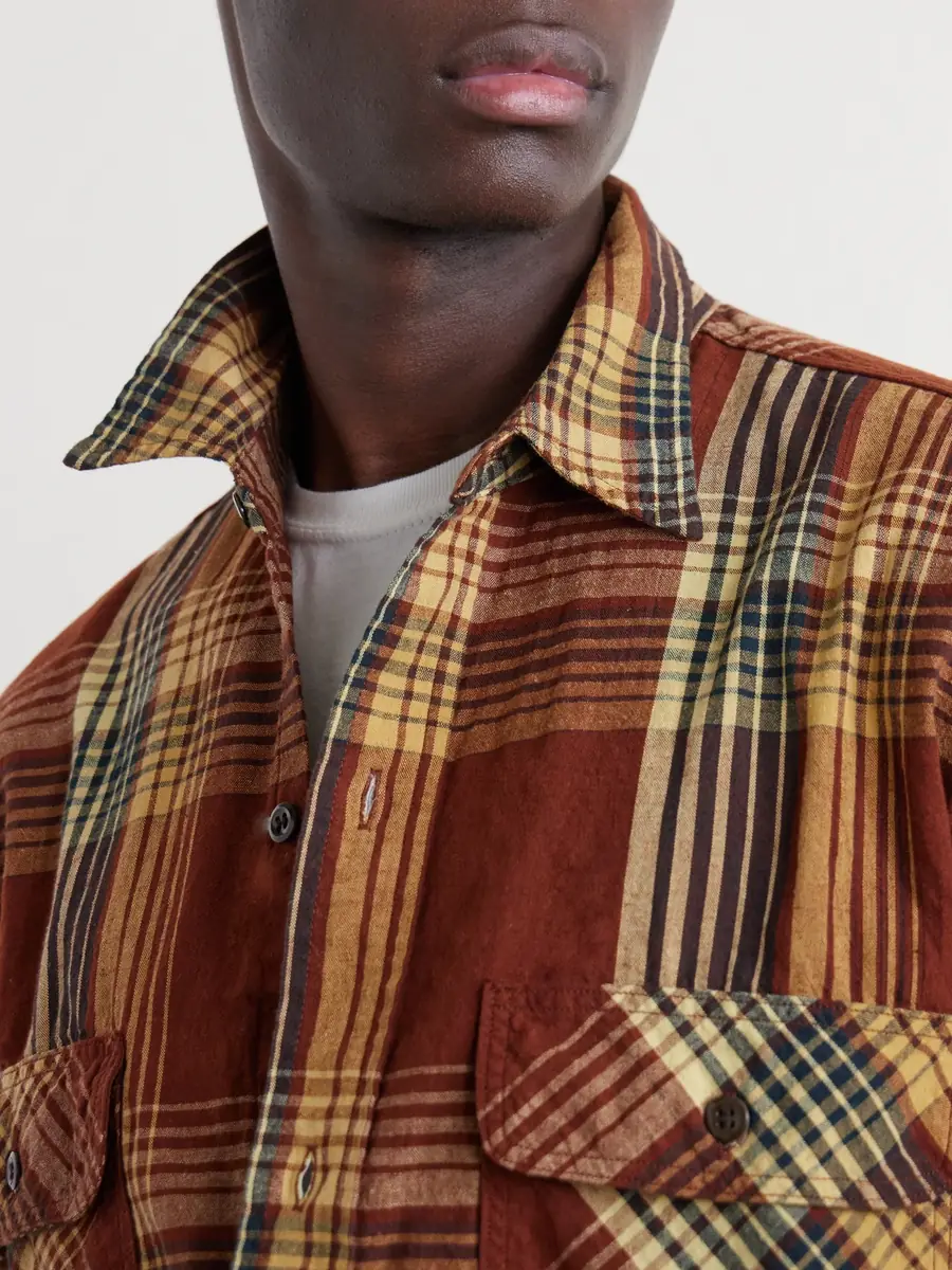 OrSlow Checked Cotton and Linen-Blend Shirt - Men | Thumbnail 5 OrSlow Checked Cotton and Linen-Blend Shirt - Men | Thumbnail 5