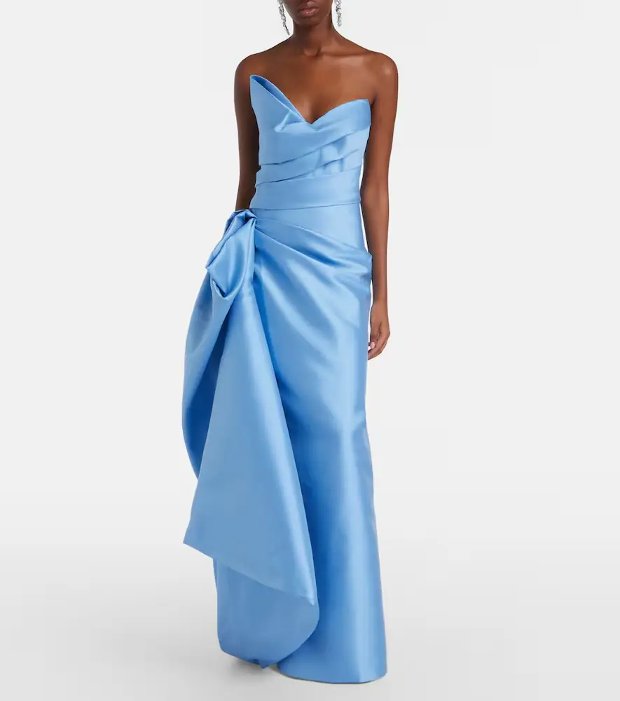 Monique Lhuillier Draped asymmetric bustier gown | Thumbnail 4 Monique Lhuillier Draped asymmetric bustier gown | Thumbnail 4