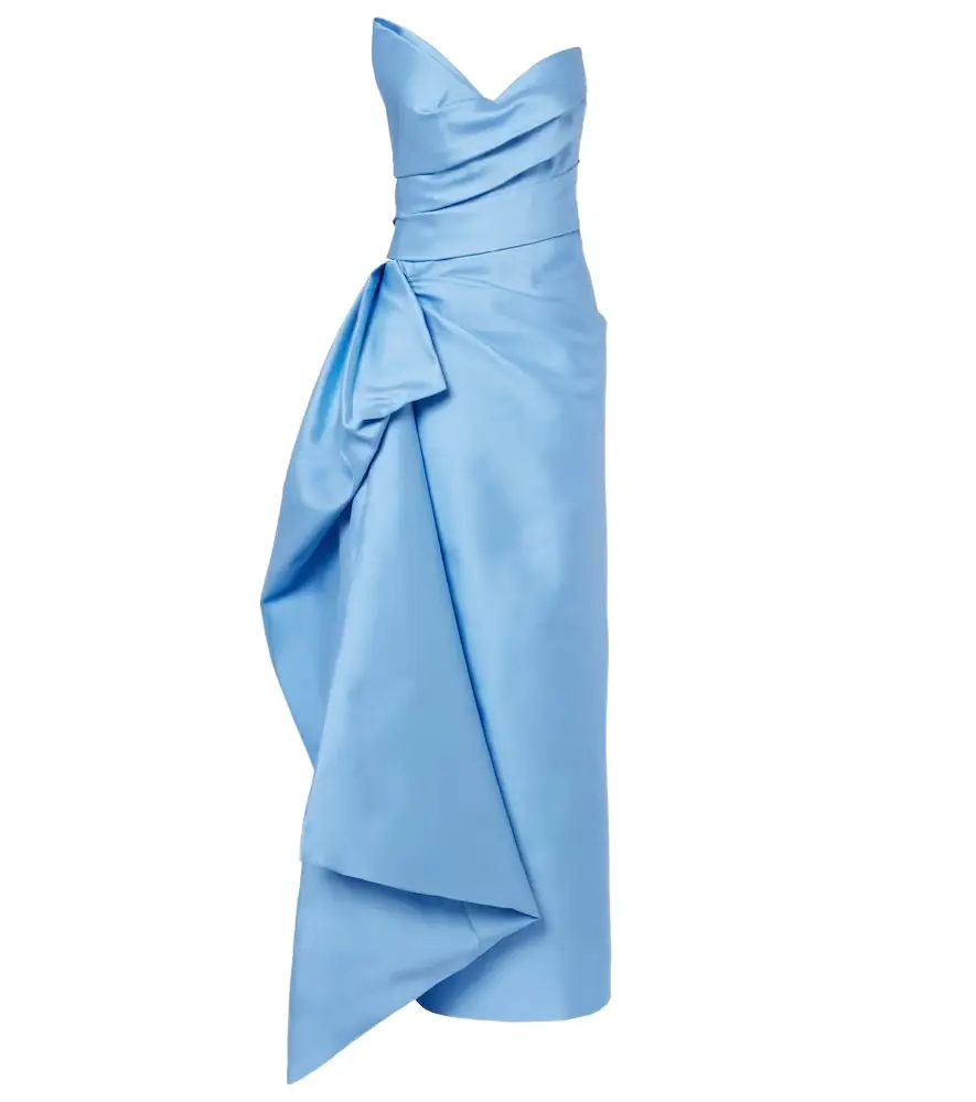 Draped asymmetric bustier gown