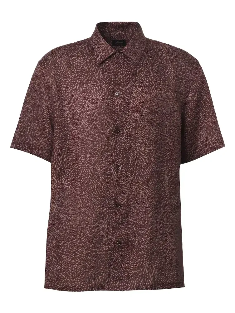 Brioni Printed linen bowling shirt