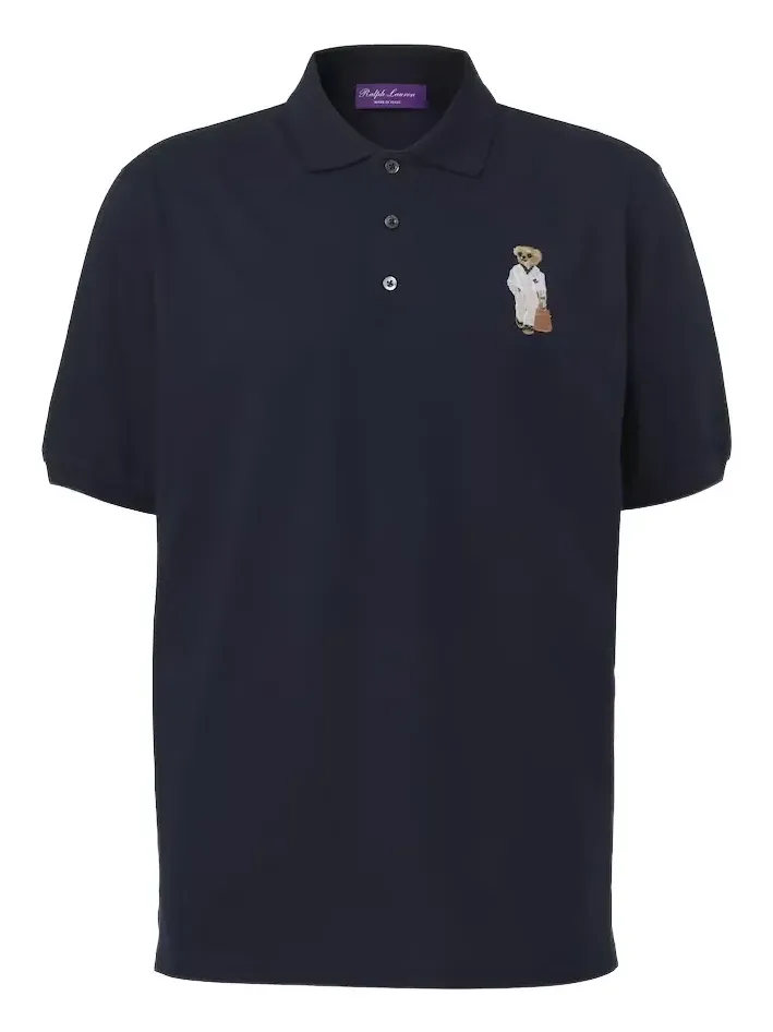 Embroidered cotton and cashmere polo shirt Embroidered cotton and cashmere polo shirt