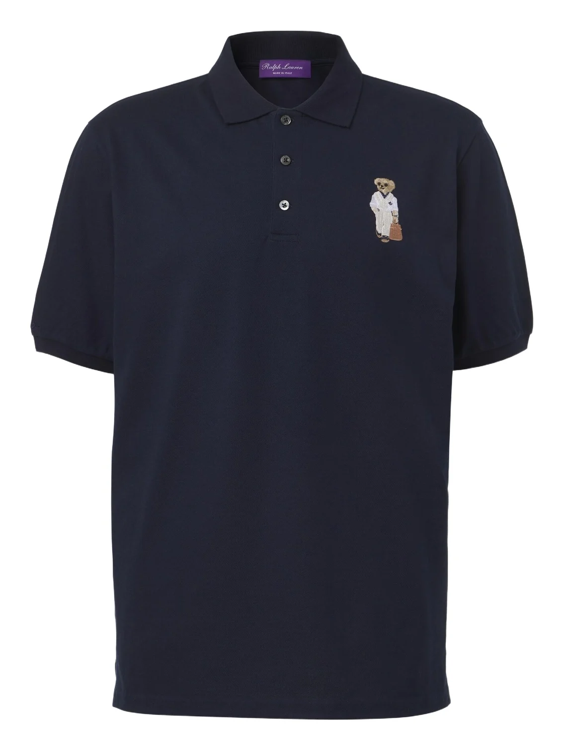 Embroidered cotton and cashmere polo shirt