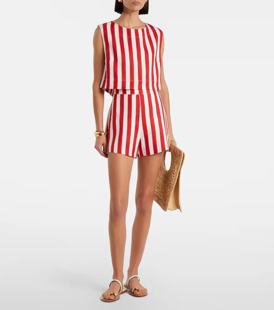 Posse Martina striped linen crop top | Thumbnail 2