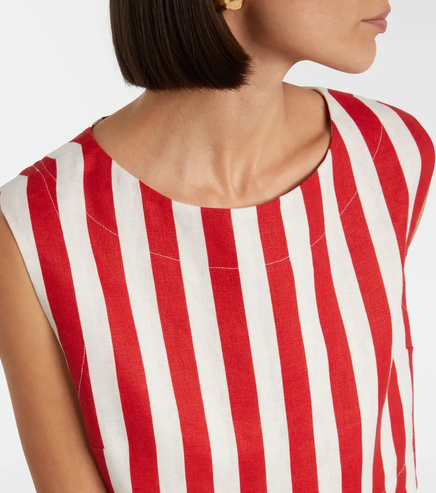 Posse Martina striped linen crop top | Thumbnail 3