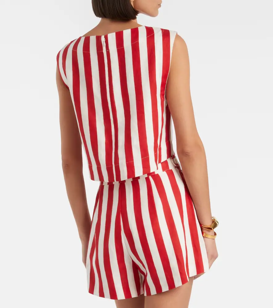 Posse Martina striped linen crop top | Thumbnail 4