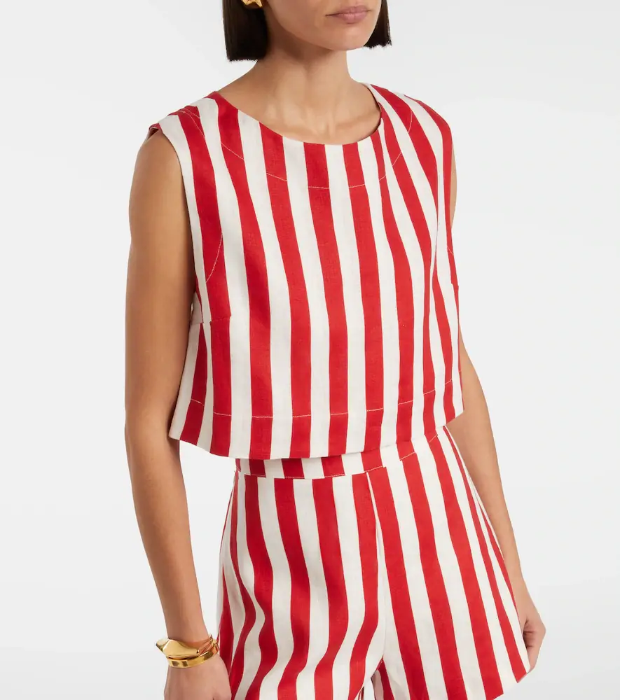 Posse Martina striped linen crop top | Thumbnail 5