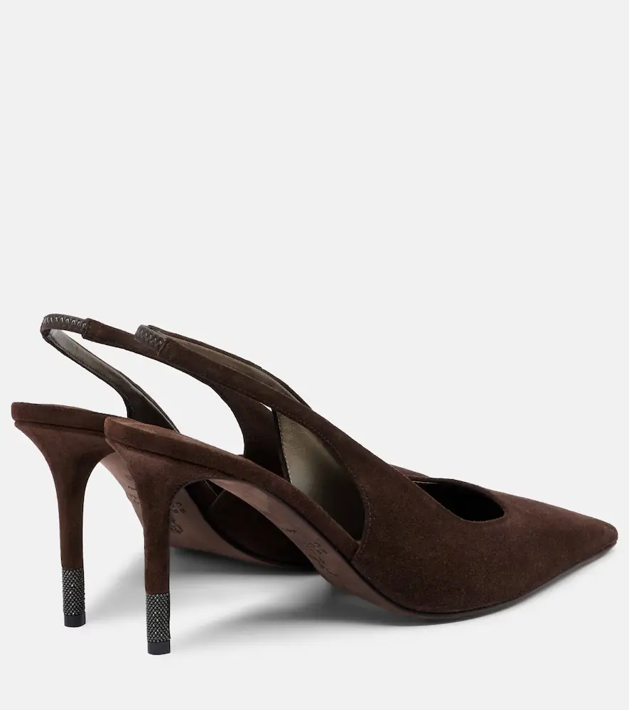 Brunello Cucinelli Monili suede slingback pumps | Thumbnail 4