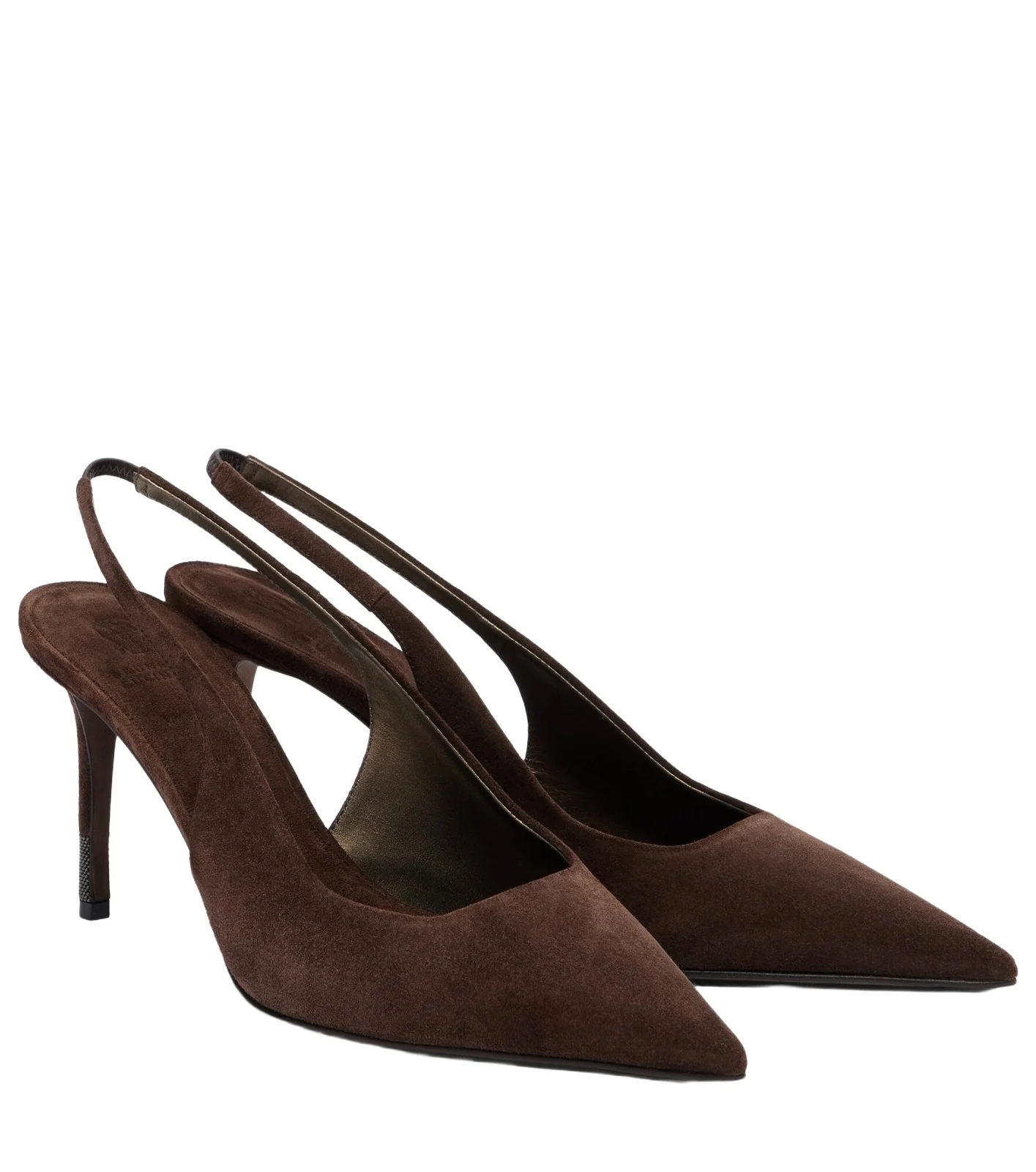Monili suede slingback pumps