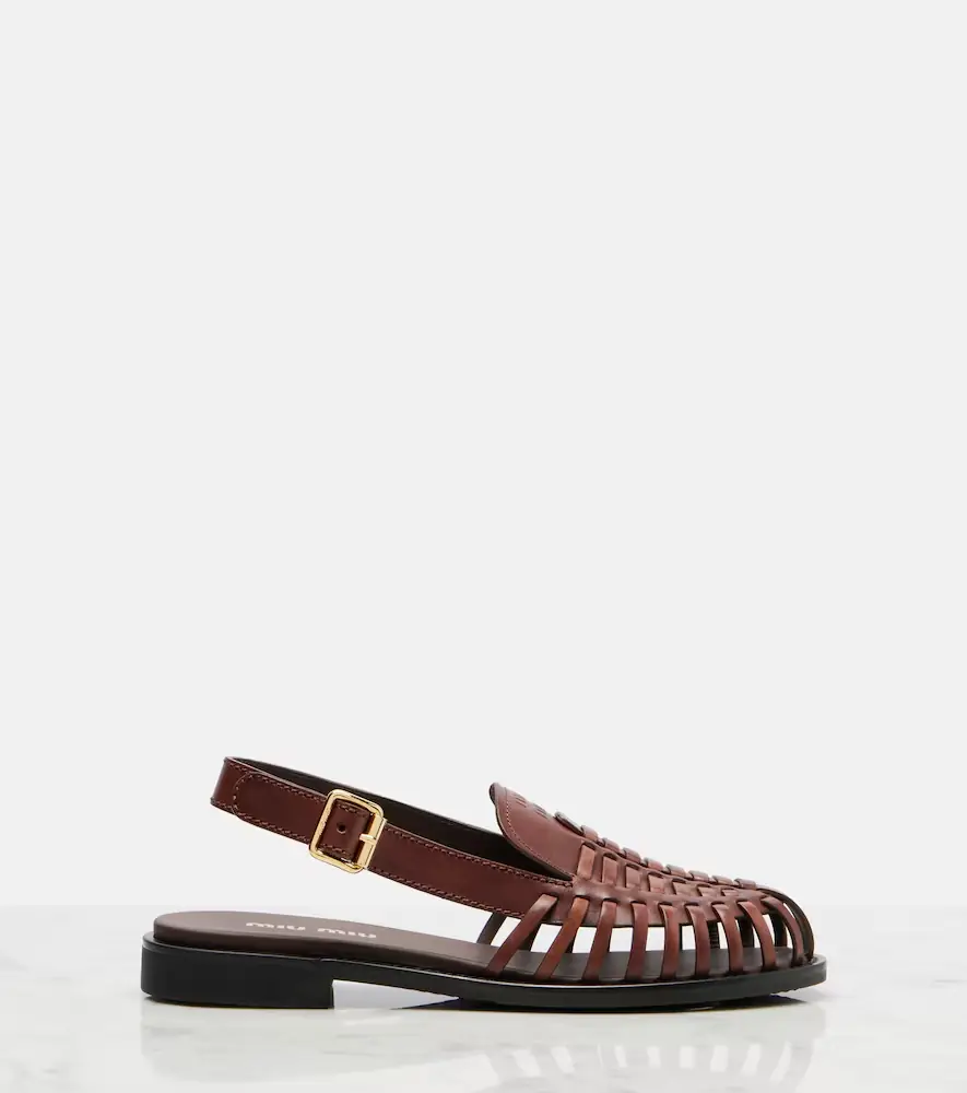 Miu Miu Leather slingback fisherman sandals | Thumbnail 3
