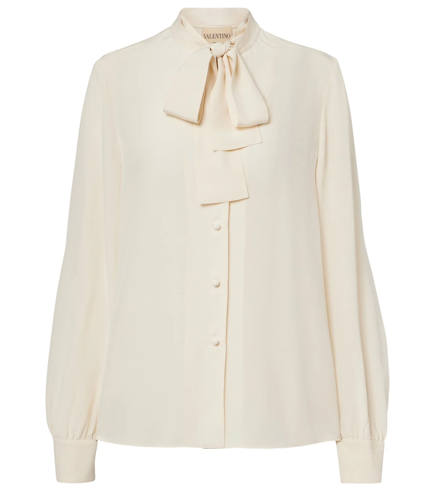 Tie-neck silk crêpe de chine blouse