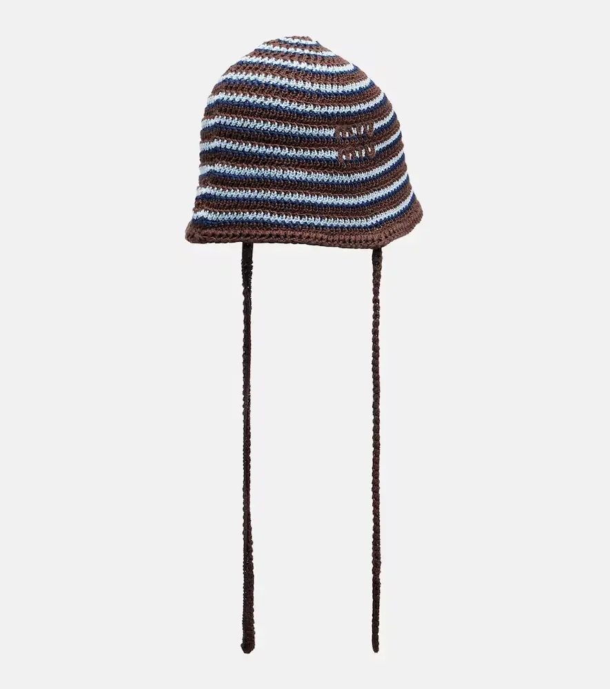Miu Miu Knitted striped cotton hat | Thumbnail 2