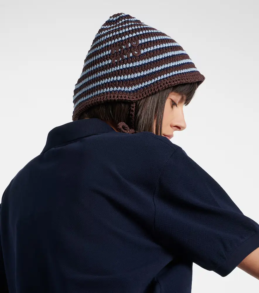 Miu Miu Knitted striped cotton hat | Thumbnail 4
