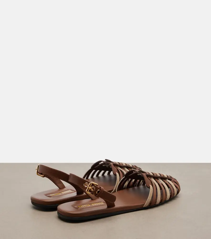 Miu Miu Leather and suede fisherman sandals | Thumbnail 3