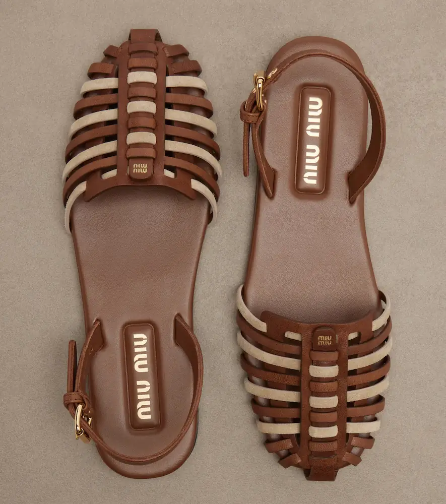 Miu Miu Leather and suede fisherman sandals | Thumbnail 4