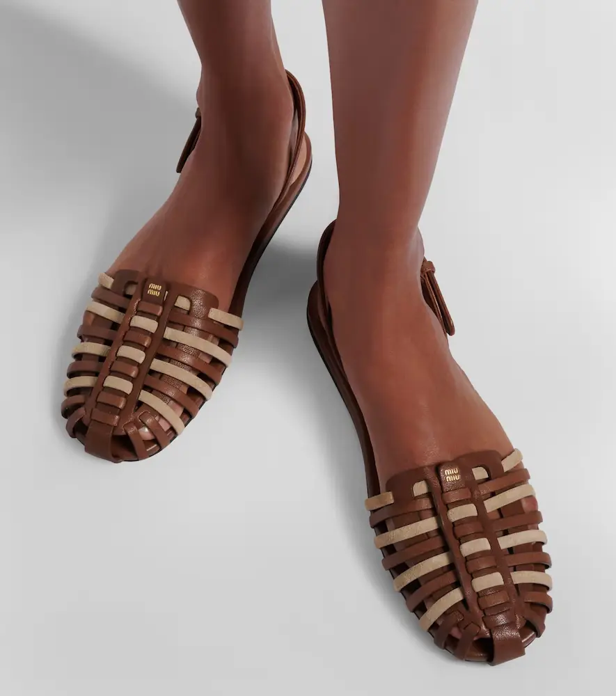 Miu Miu Leather and suede fisherman sandals | Thumbnail 6