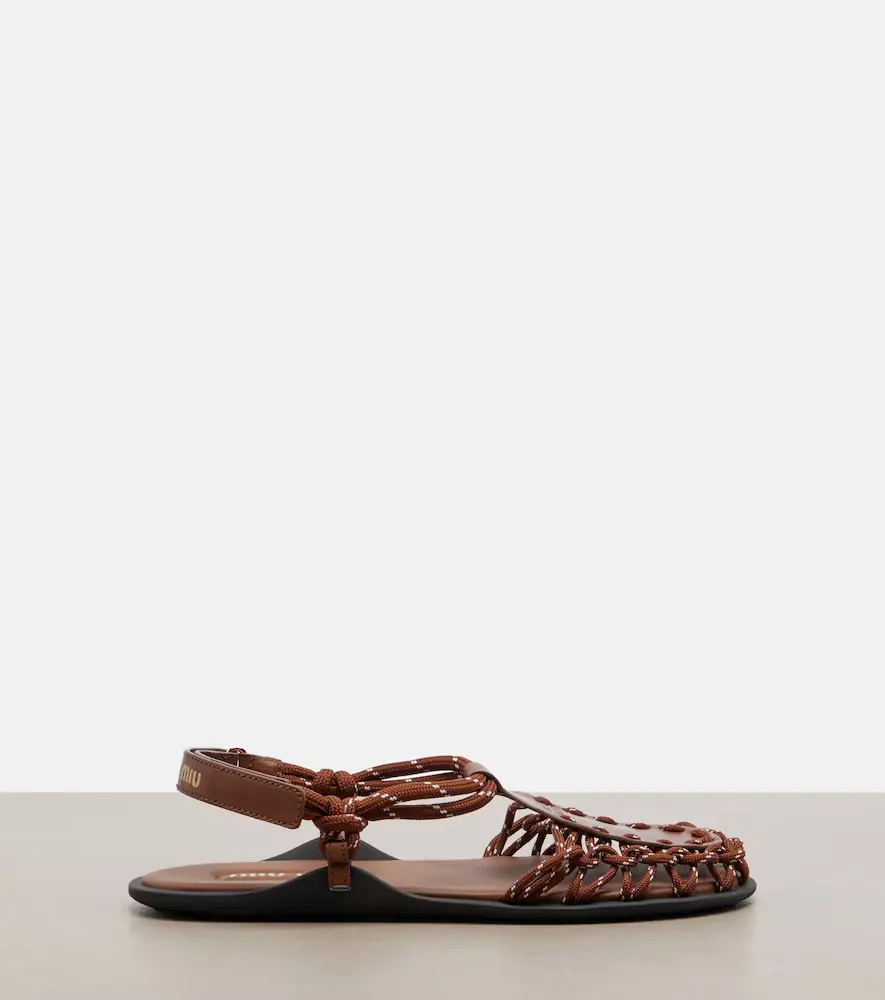 Miu Miu Leather-trimmed sandals | Thumbnail 2