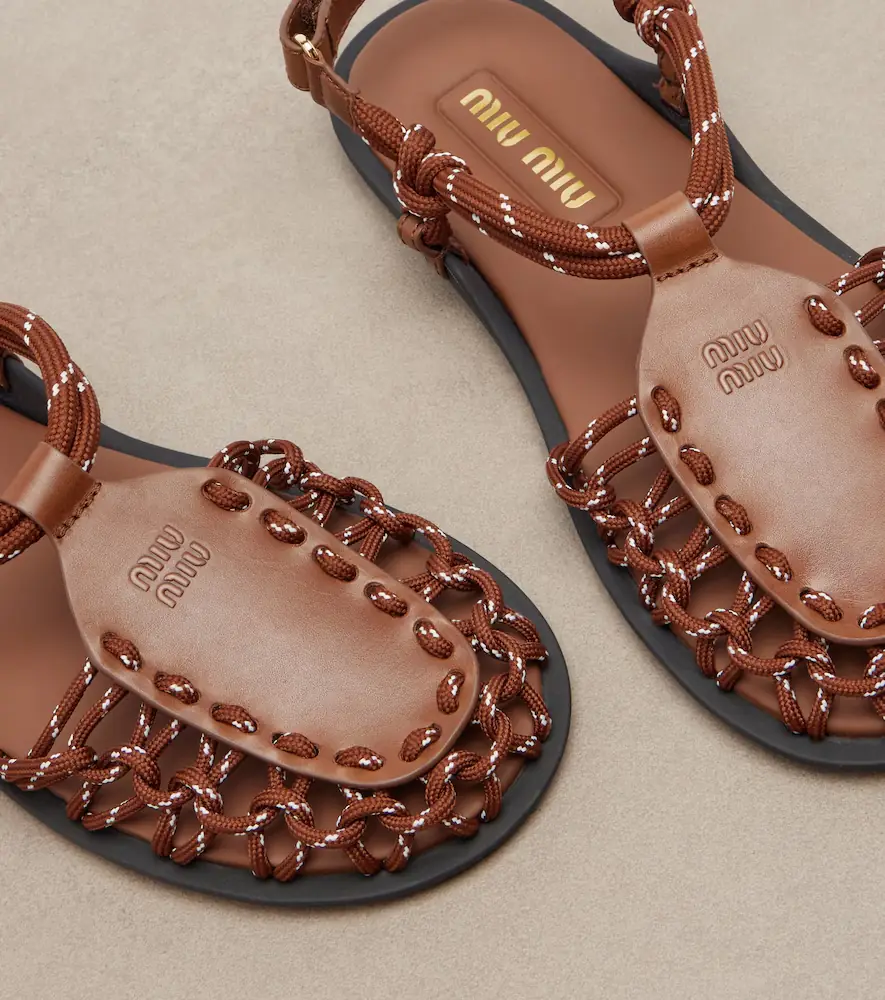 Miu Miu Leather-trimmed sandals | Thumbnail 3