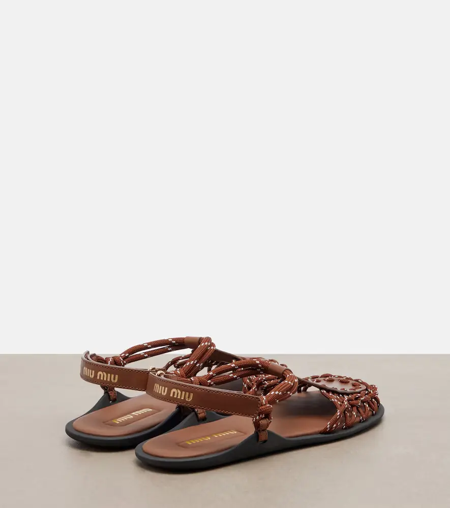 Miu Miu Leather-trimmed sandals | Thumbnail 4