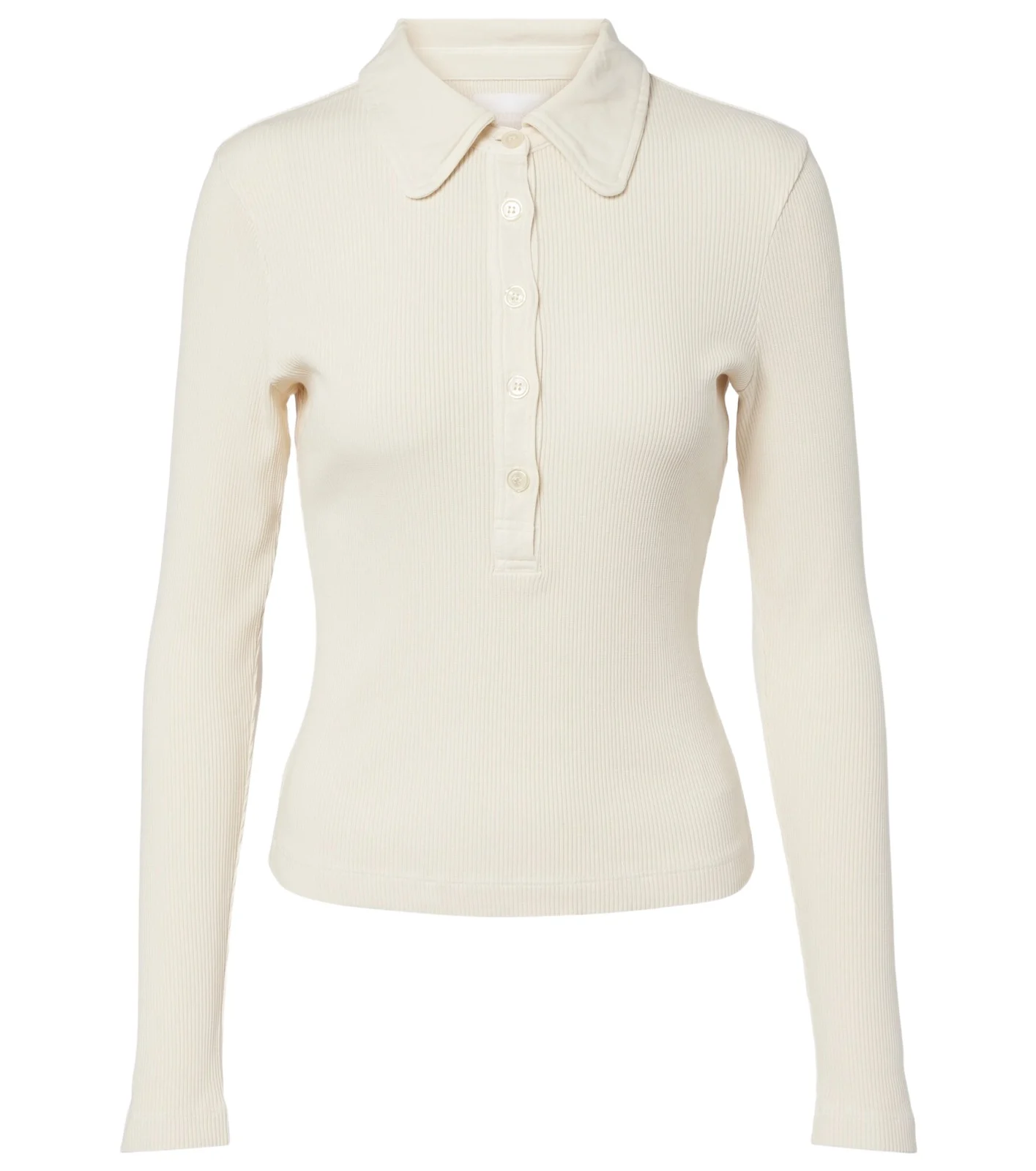 Brea ribbed-knit jersey polo shirt