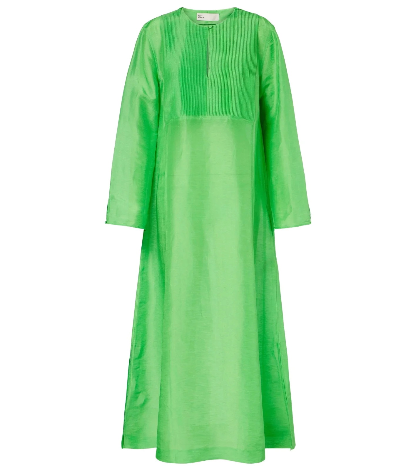 Pleated linen and silk kaftan