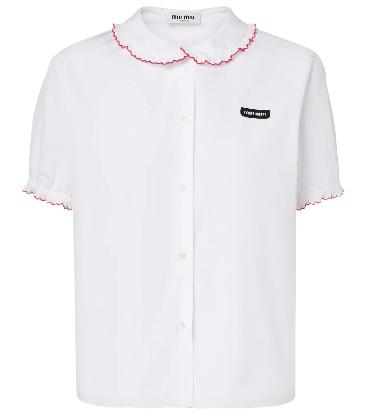 Miu Miu Scalloped cotton poplin shirt