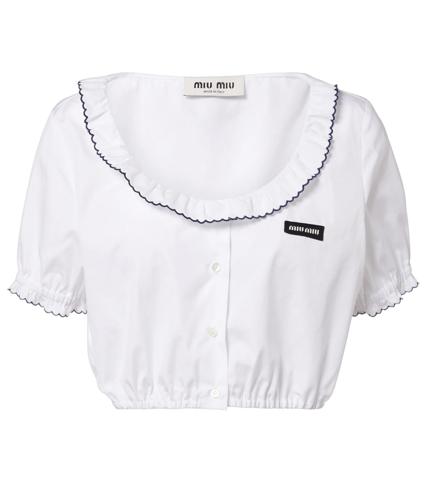 Scalloped cotton poplin crop top