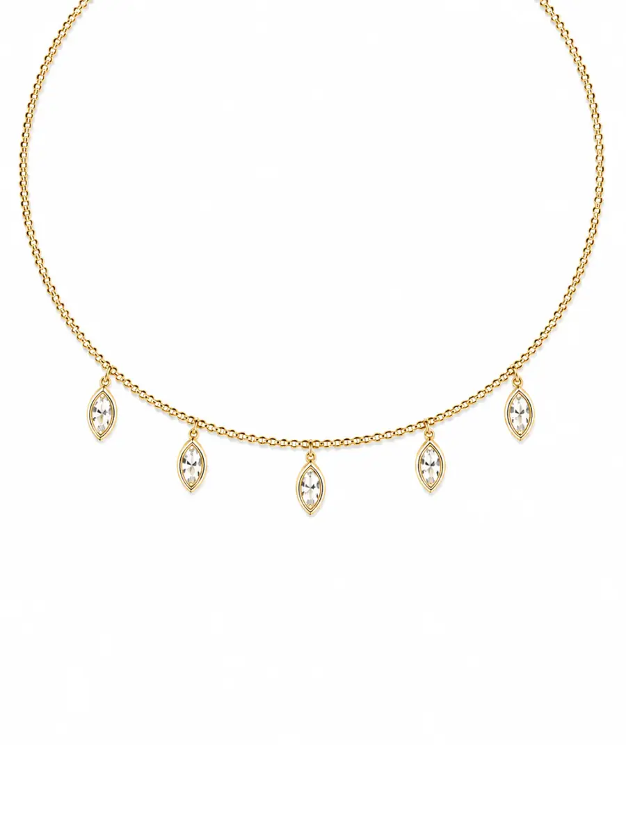 Wish Fine Jewelry 1.11ct Diamond 14K Gold Stationed Choker Collar Necklace | Thumbnail 2