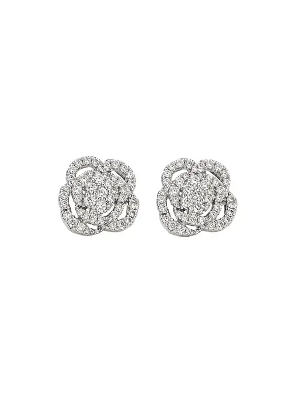 Diamond 18K Gold Flower Earrings Diamond 18K Gold Flower Earrings