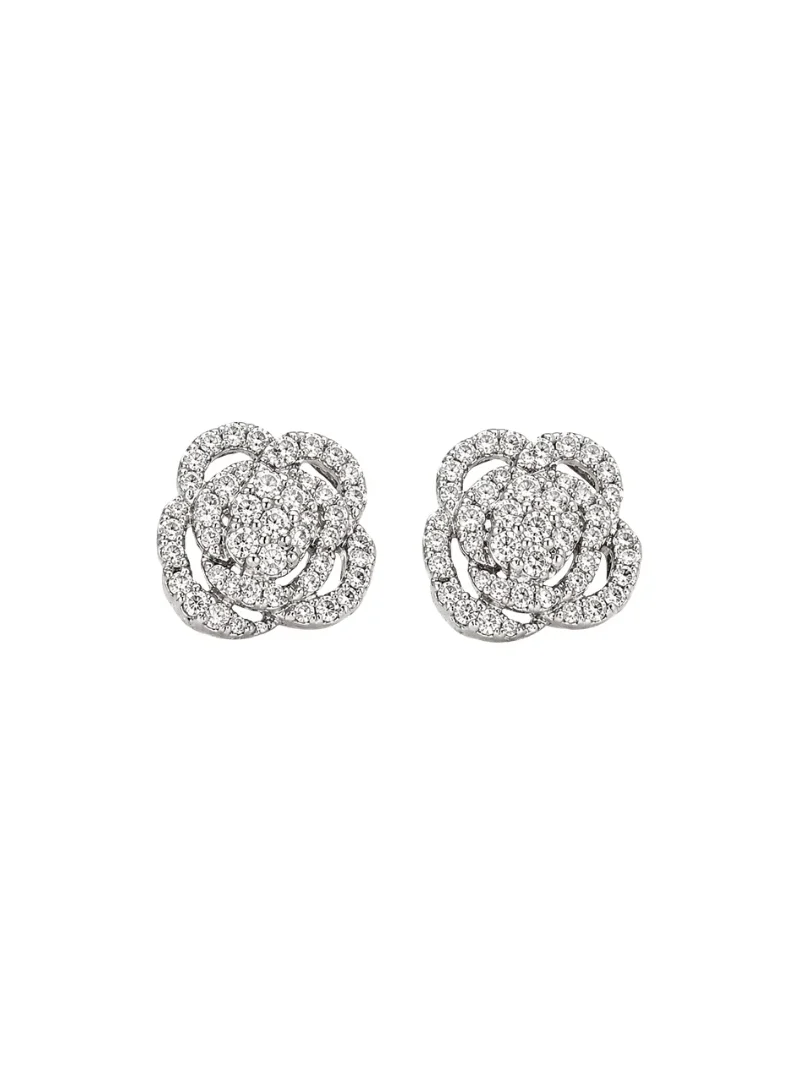 Diamond 18K Gold Flower Earrings Diamond 18K Gold Flower Earrings