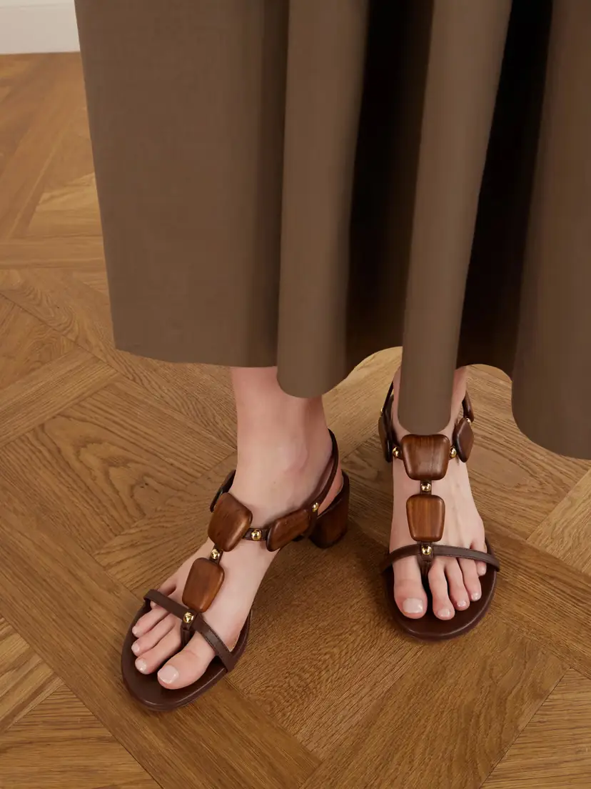 Gianvito Rossi 45 Appliquéd Studded Leather Thong Sandals | Thumbnail 2 Gianvito Rossi 45 Appliquéd Studded Leather Thong Sandals | Thumbnail 2