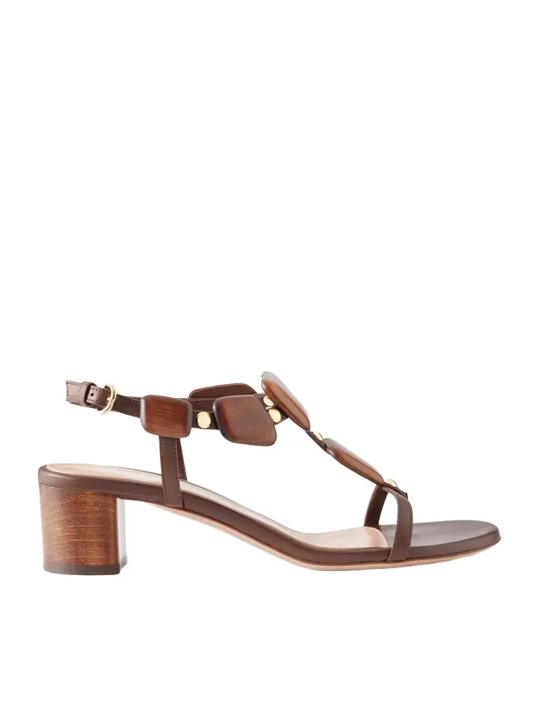 Gianvito Rossi 45 Appliquéd Studded Leather Thong Sandals | Image 1 Gianvito Rossi 45 Appliquéd Studded Leather Thong Sandals | Image 1