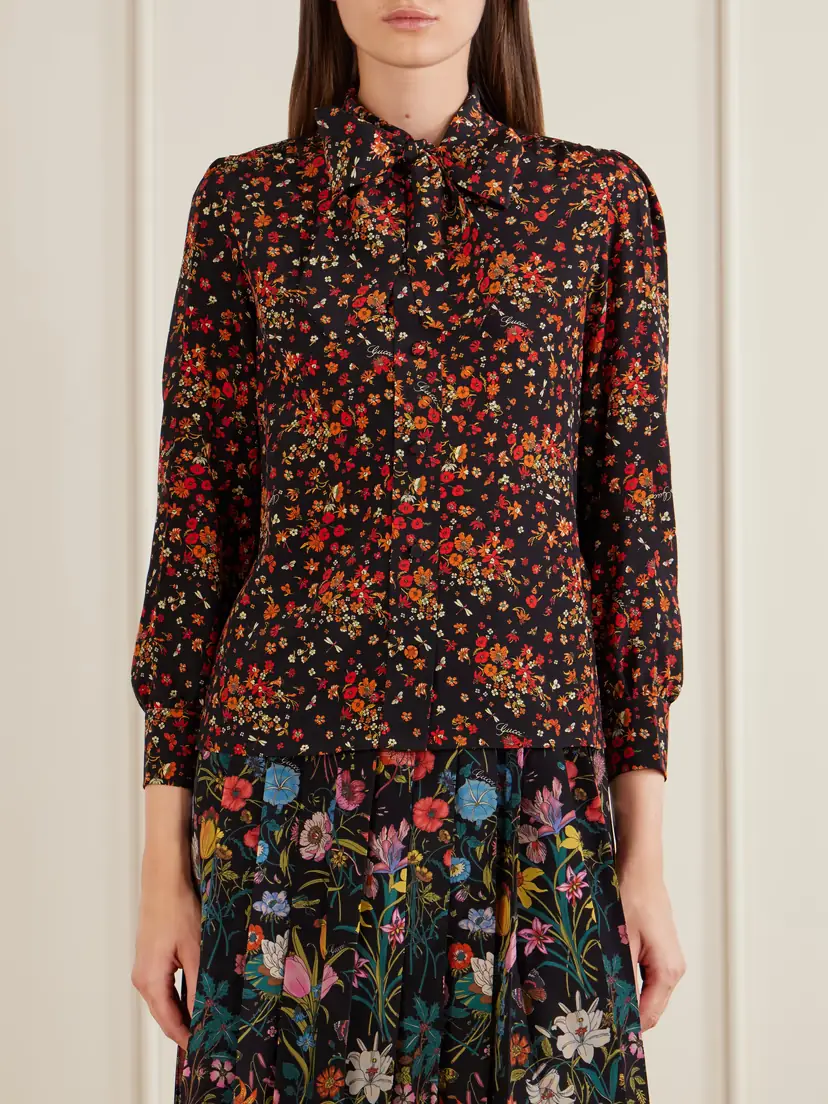 Gucci Floral-print Silk-crepe Shirt | Thumbnail 3