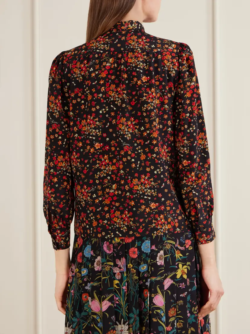 Gucci Floral-print Silk-crepe Shirt | Thumbnail 4