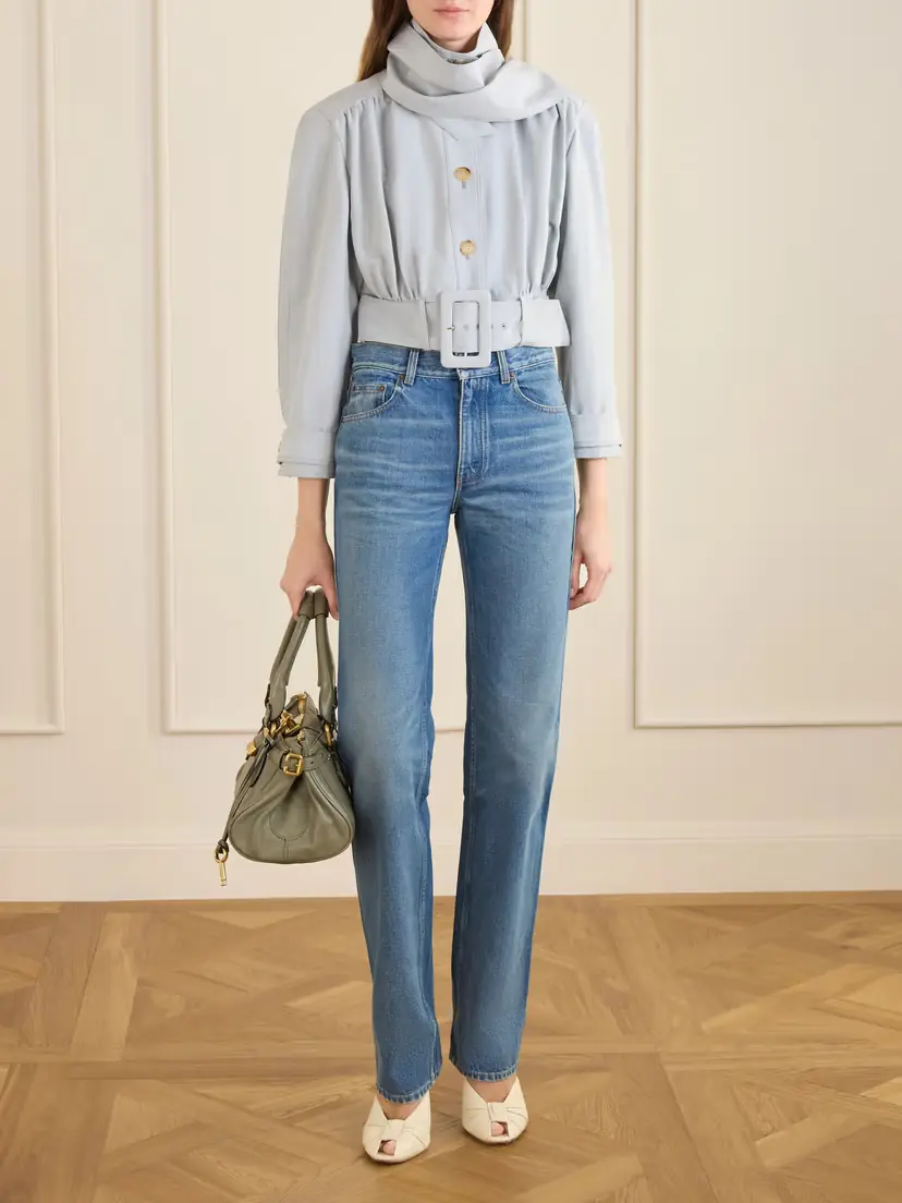 Chloé Belted Scarf-detailed Gathered Linen And Cotton-blend Jacket | Thumbnail 2 Chloé Belted Scarf-detailed Gathered Linen And Cotton-blend Jacket | Thumbnail 2