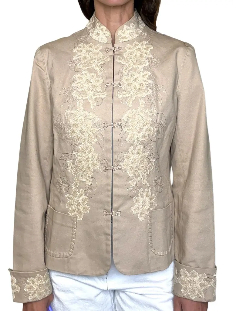 Jen Wonders Studio Beige Embroidered Blazer | Image 1 Jen Wonders Studio Beige Embroidered Blazer | Image 1