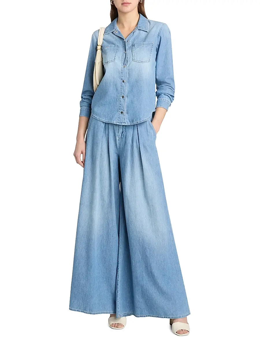 L'Agence Women's Isla Denim Button-Front Shirt | Thumbnail 2 L'Agence Women's Isla Denim Button-Front Shirt | Thumbnail 2
