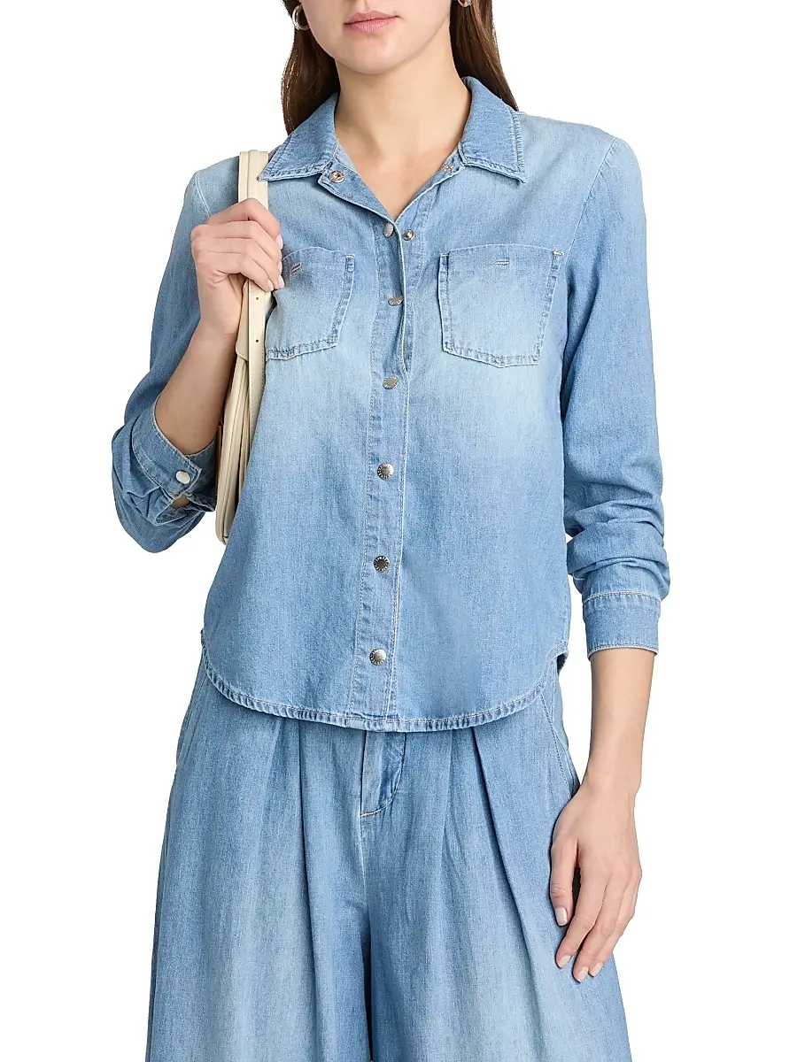 L'Agence Women's Isla Denim Button-Front Shirt | Thumbnail 3 L'Agence Women's Isla Denim Button-Front Shirt | Thumbnail 3