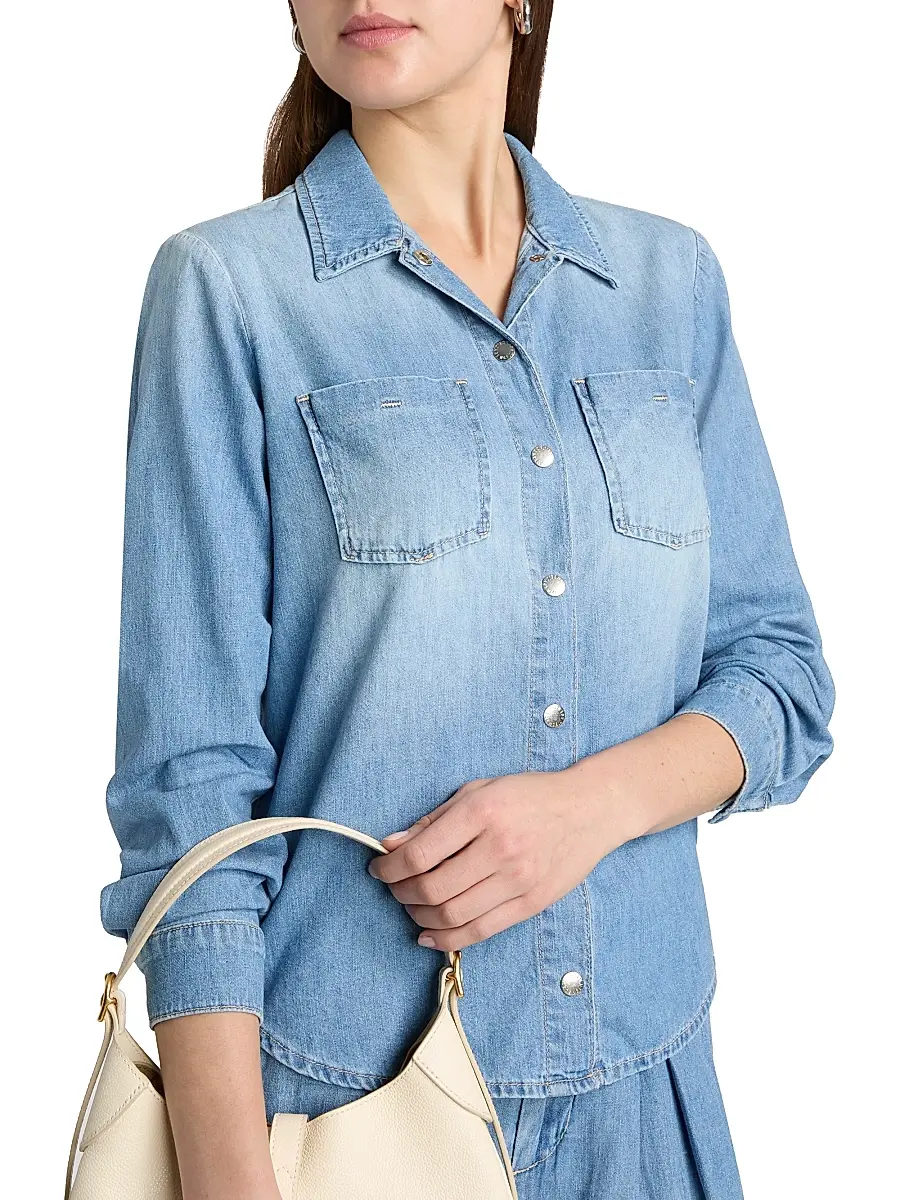 L'Agence Women's Isla Denim Button-Front Shirt | Thumbnail 6 L'Agence Women's Isla Denim Button-Front Shirt | Thumbnail 6