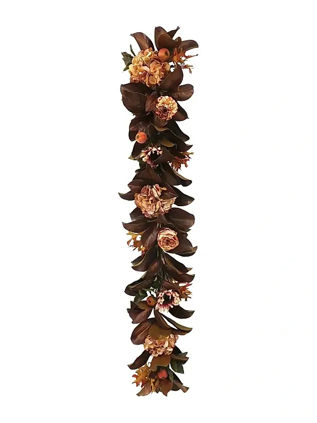 Winward Home Artificial Magnolia & Autumn Flowers Garland