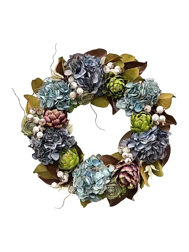 Winward Home Artificial Artichoke Hydrangea Wreath