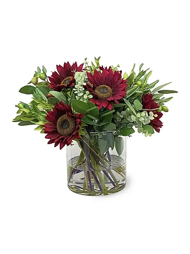 Winward Home Artificial Sunflower Arrangement In Glass Vase