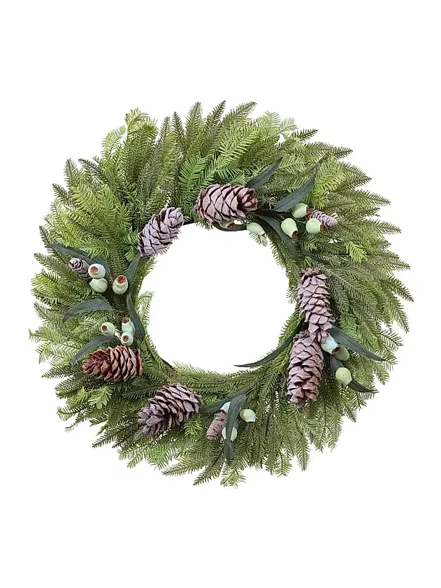 Winward Home Artificial Mountain Pine With Eucalyptus Wreath