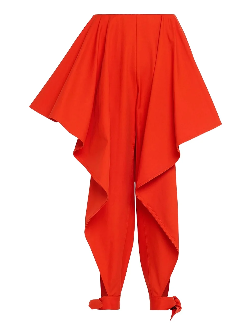 Women's Paneled Ruffled Ankle-Tie Cotton Gabardine Pants