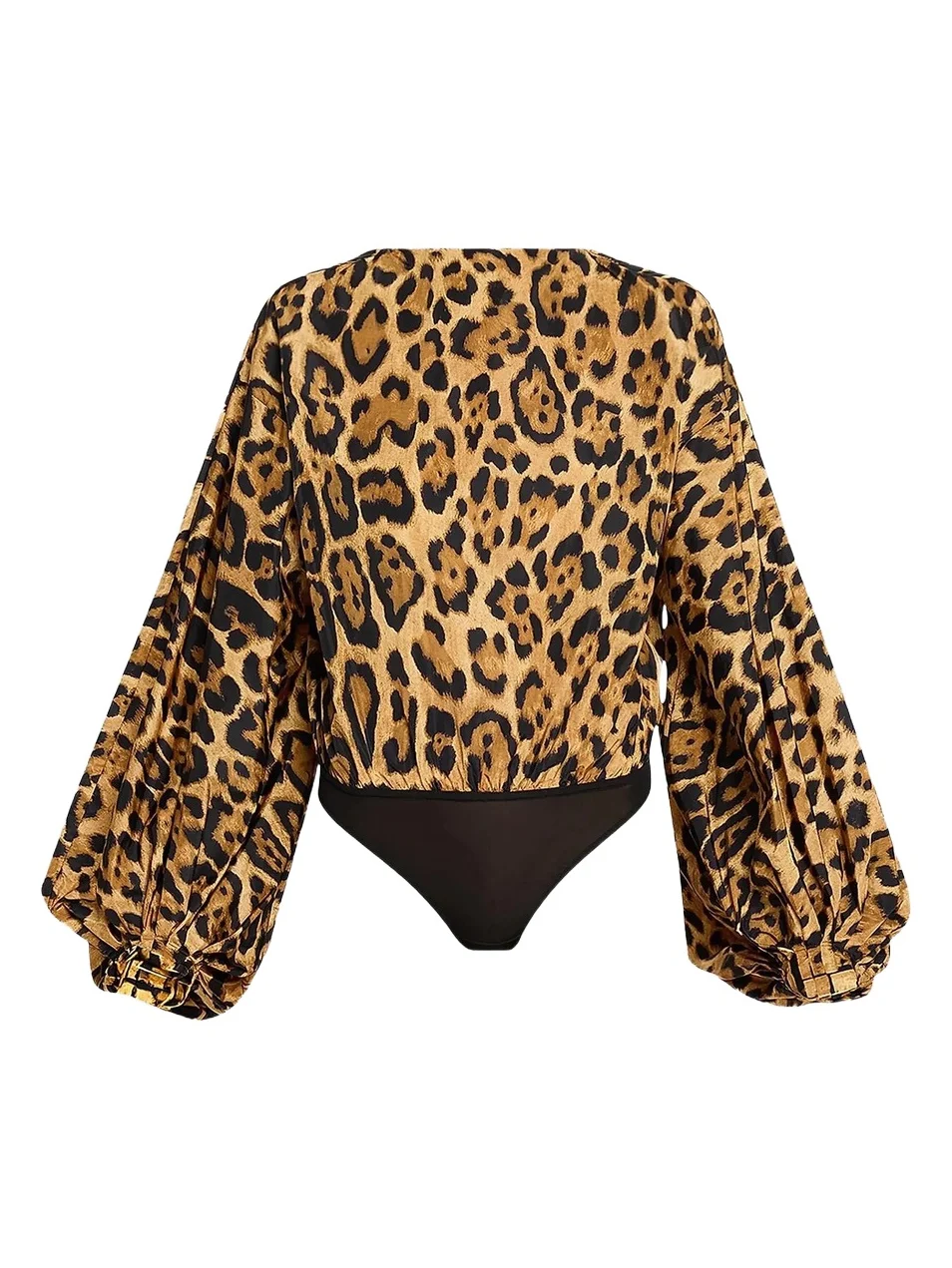 Women's Backless Cheetah-Print Balloon-Sleeve Bodysuit Women's Backless Cheetah-Print Balloon-Sleeve Bodysuit