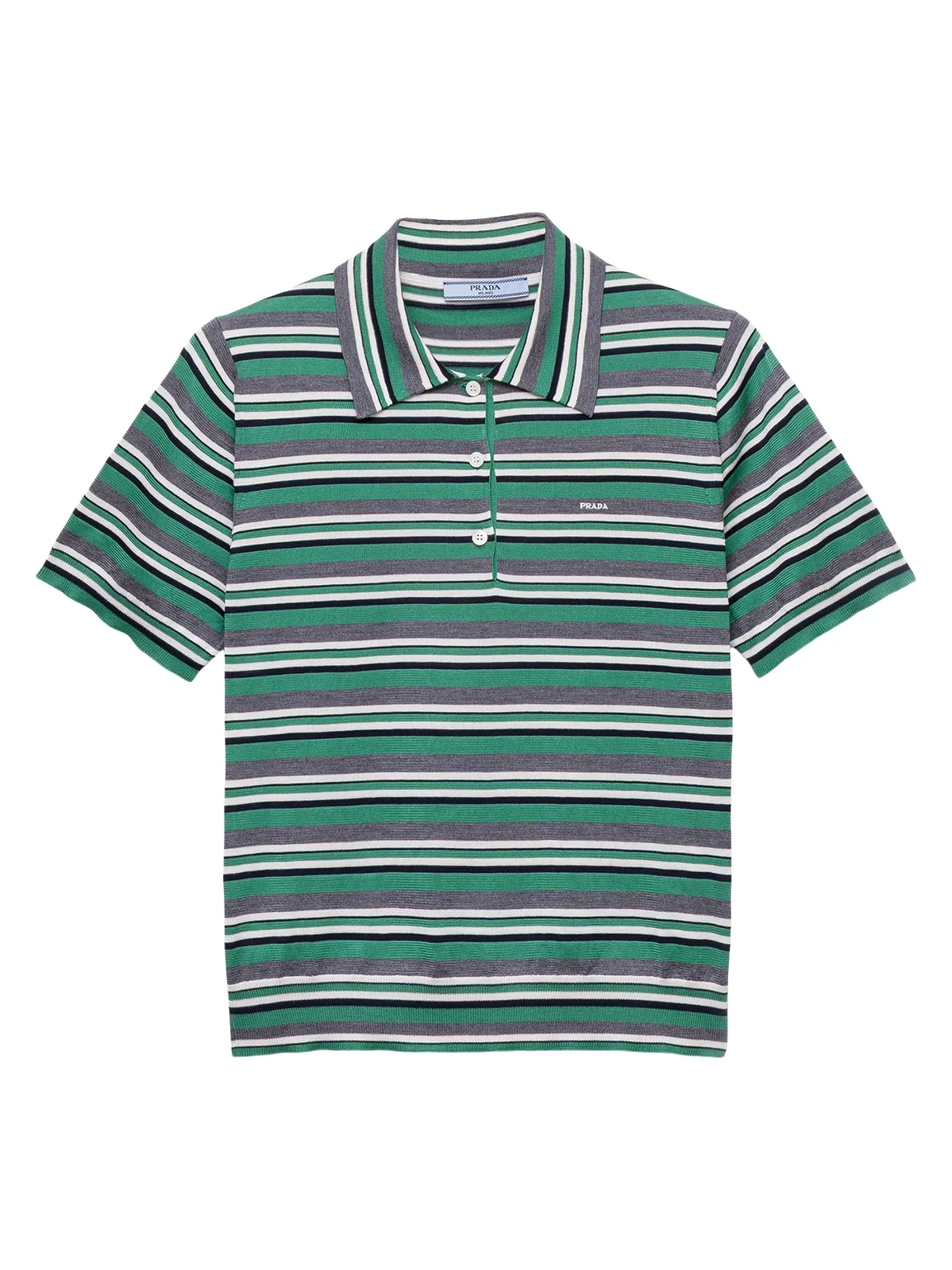 Women's Short-Sleeved Striped Cotton Polo Shirt Women's Short-Sleeved Striped Cotton Polo Shirt