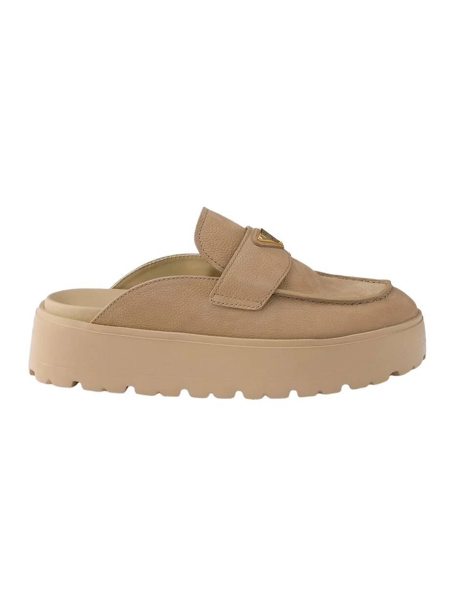 Prada Women's Nubuck Flatform Mules