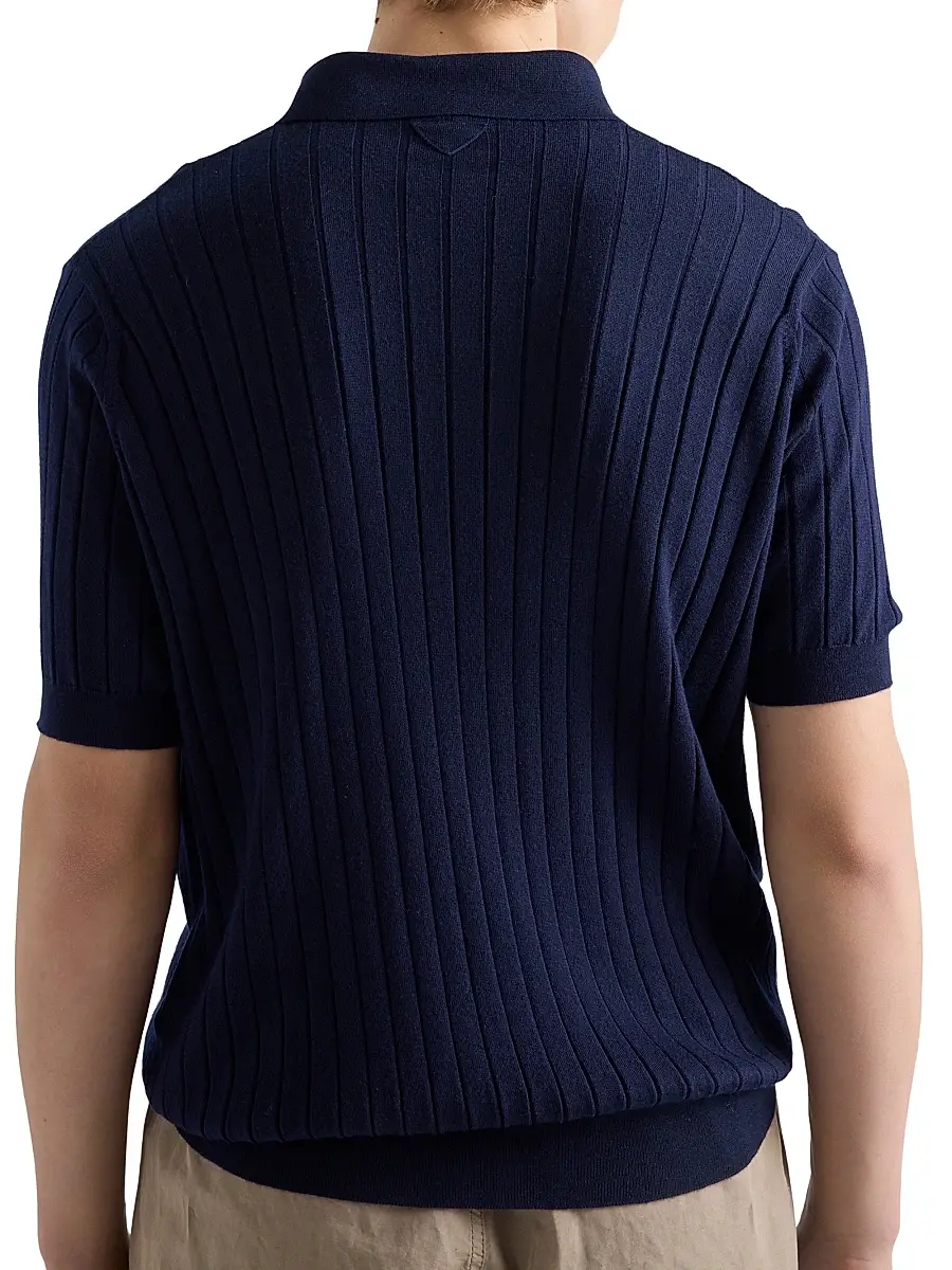 Prada Men's Cashmere and Silk Polo Shirt | Thumbnail 4