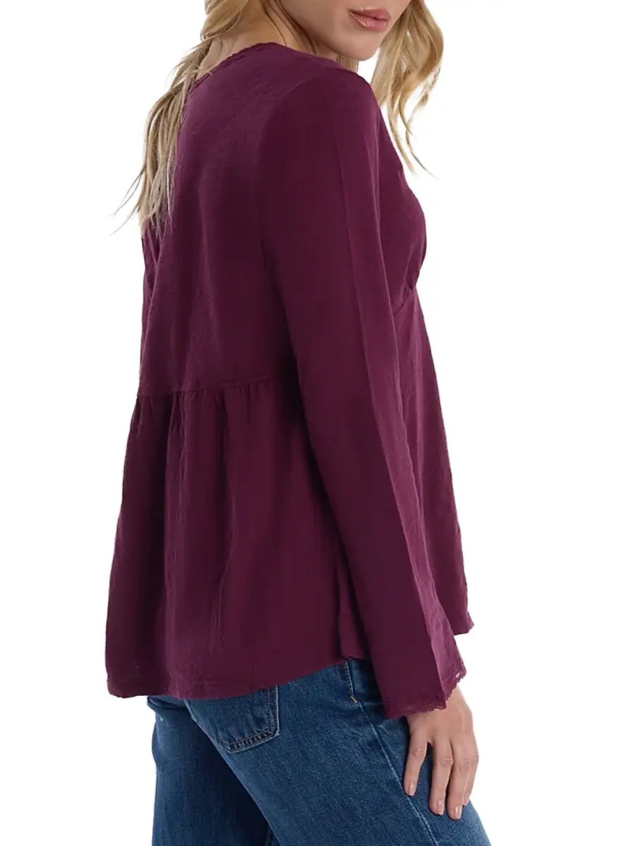 Wilt Women's V-Neck Long Sleeve Empire T-Shirt - Dark Fig | Thumbnail 5